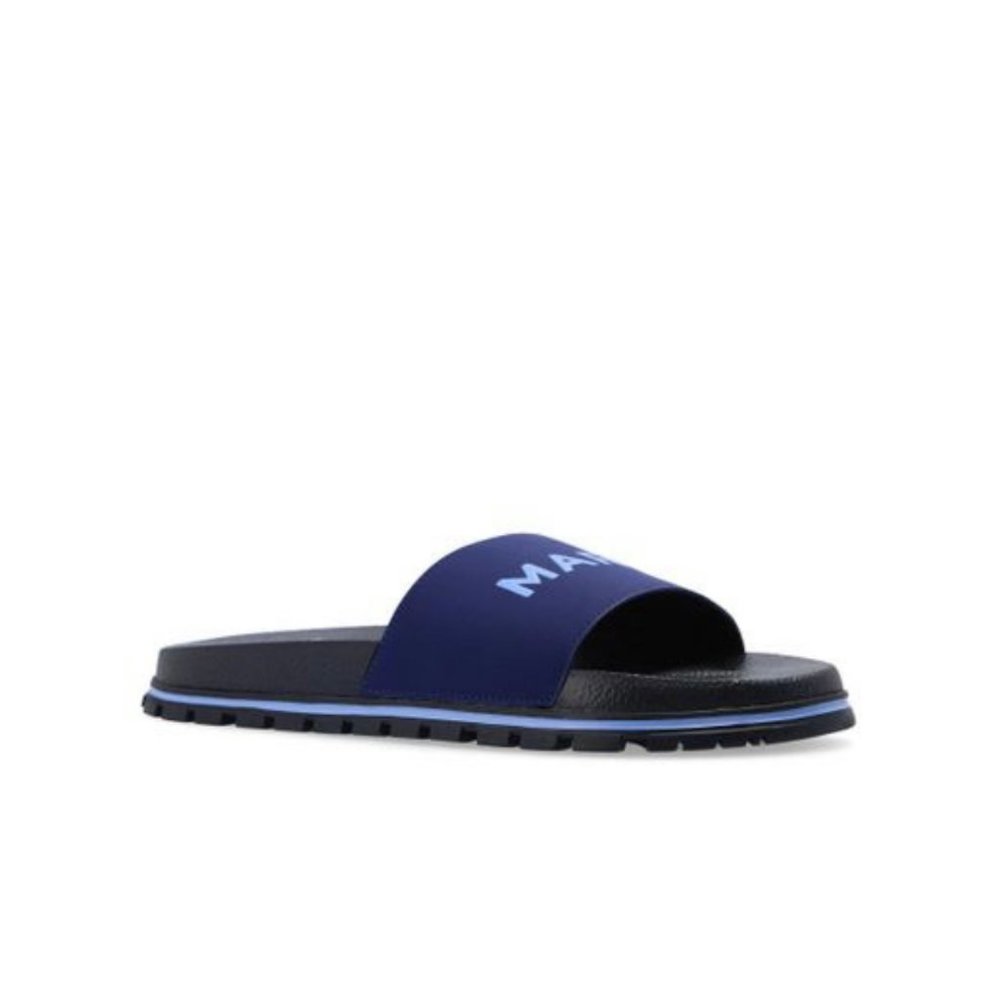 NEW MARC JACOBS Navy 'The Slide' Logo Print Ridged Flat Sandals Slides Shoes Sz8 - Picture 9 of 10